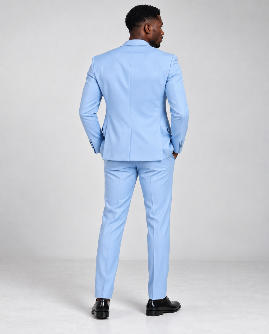 GUALA Men's Royal Ice Blue Modern Slim-Fit Trouser Suit