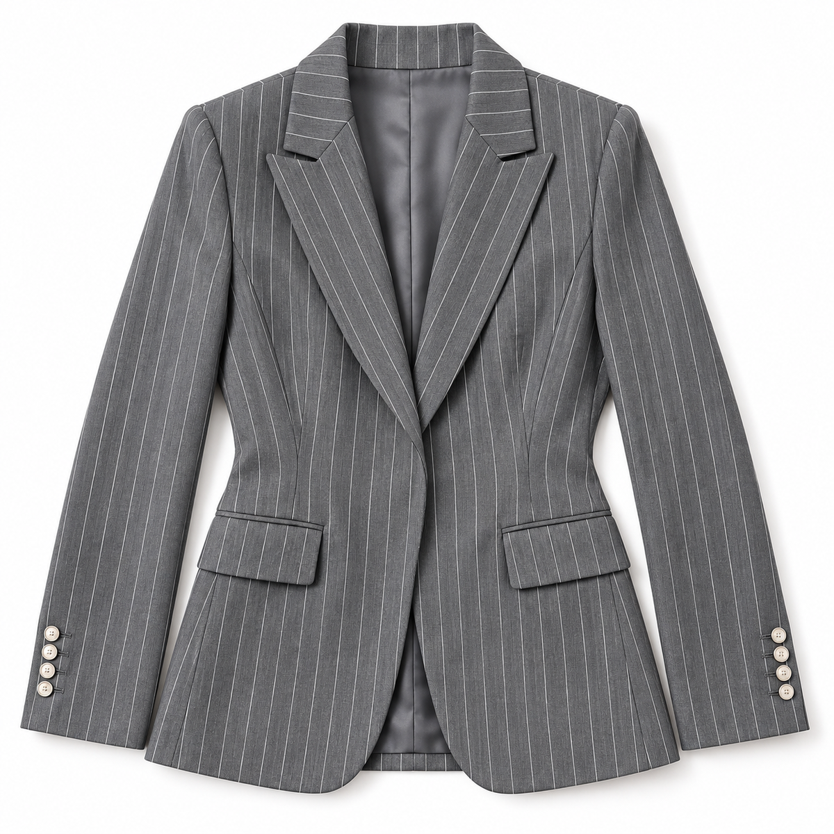 GUALA Women's Royal Light Gray Pinstriped Tailored Trouser Suit