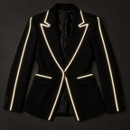 GUAL Women's Royal Black Futuristic Radium Reflective Trouser Suit
