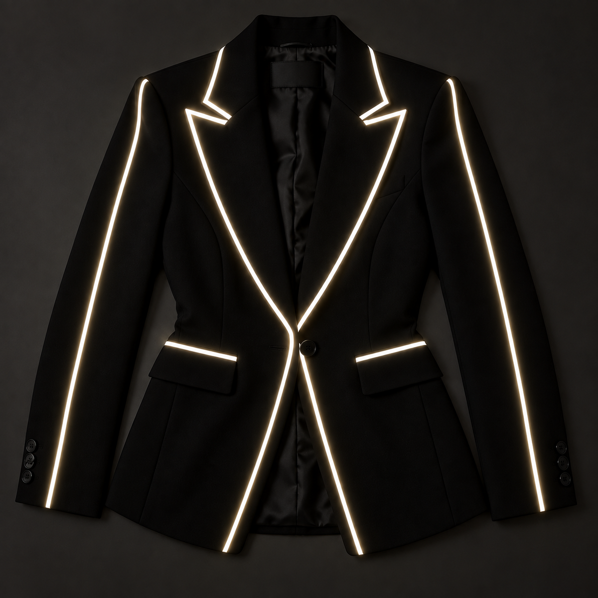 GUAL Women's Royal Black Futuristic Radium Reflective Trouser Suit