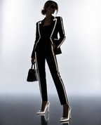 GUAL Women's Royal Black Futuristic Radium Reflective Trouser Suit