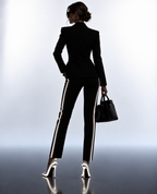 GUAL Women's Royal Black Futuristic Radium Reflective Trouser Suit