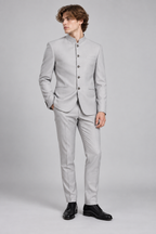 GUALA Light Grey Tailored Jodhpuri Suit