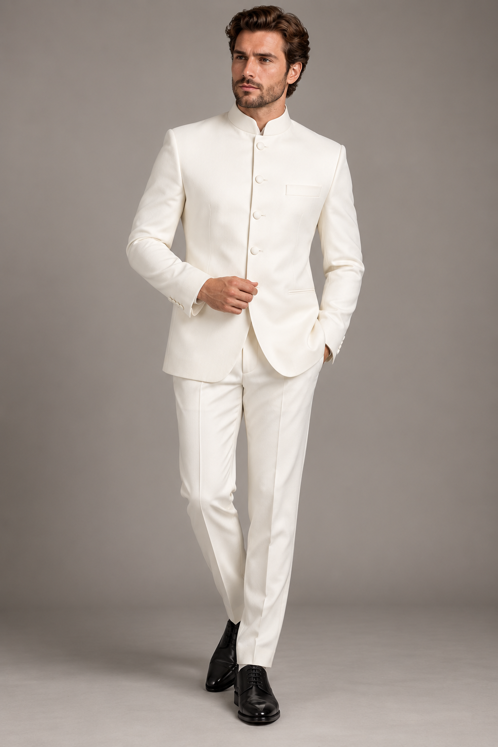 GUALA Off-White Tailored Jodhpuri Suit