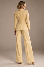 GUALA Women's Diamond Embellished Pastel Yellow 3-Piece Suit