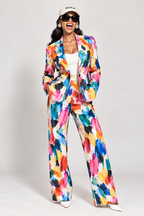 GUALA Women's Vibrant Abstract Painterly Print 2-Piece Blazer Suit