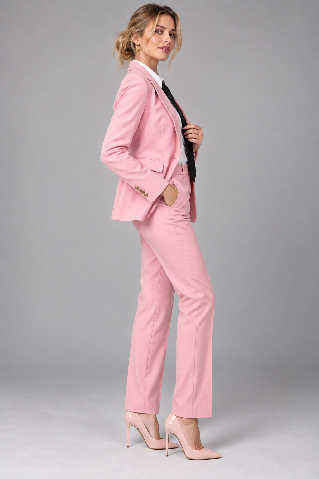 GUALA Women's Light Pink 4-Piece  Power Suit Set
