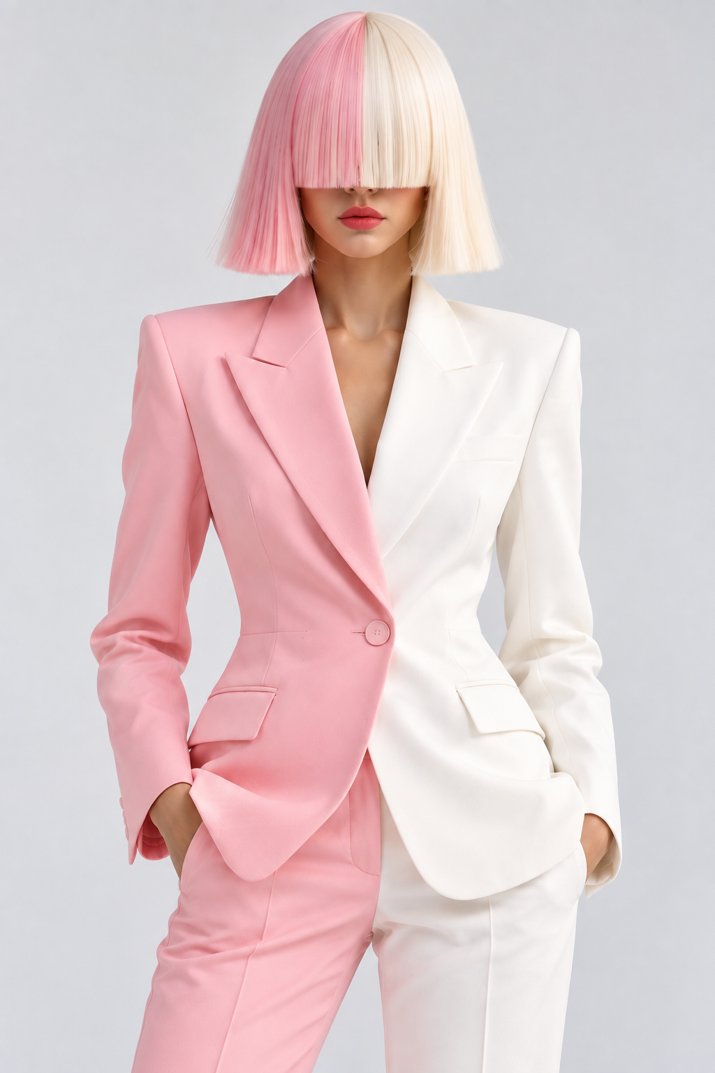 GUALA Women's Dual-Tone Pink & White Tailored Blazer Suit Set