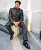 GUALA Charcoal Grey Tailored Jodhpuri Suit