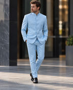 GUALA Sky Blue Tailored Jodhpuri Suit