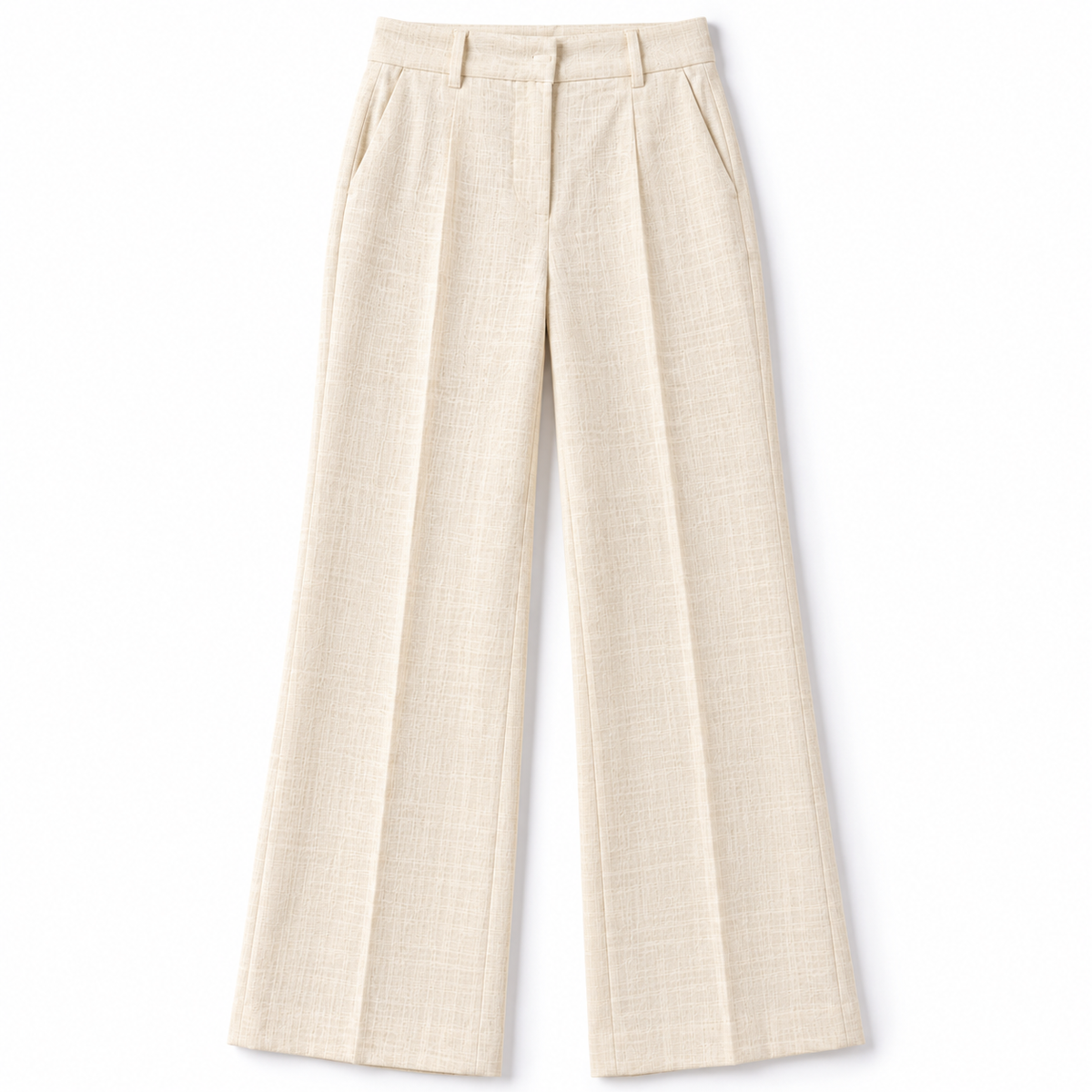 GUALA® Women's Pure Linen High-Waisted Off-White Wide-Leg Trousers
