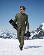 GUALA Olive Green Tailored Jodhpuri Suit