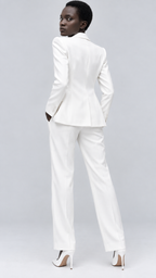 GUALA Women's Royal Off-White Monochromatic Power Trouser Suit