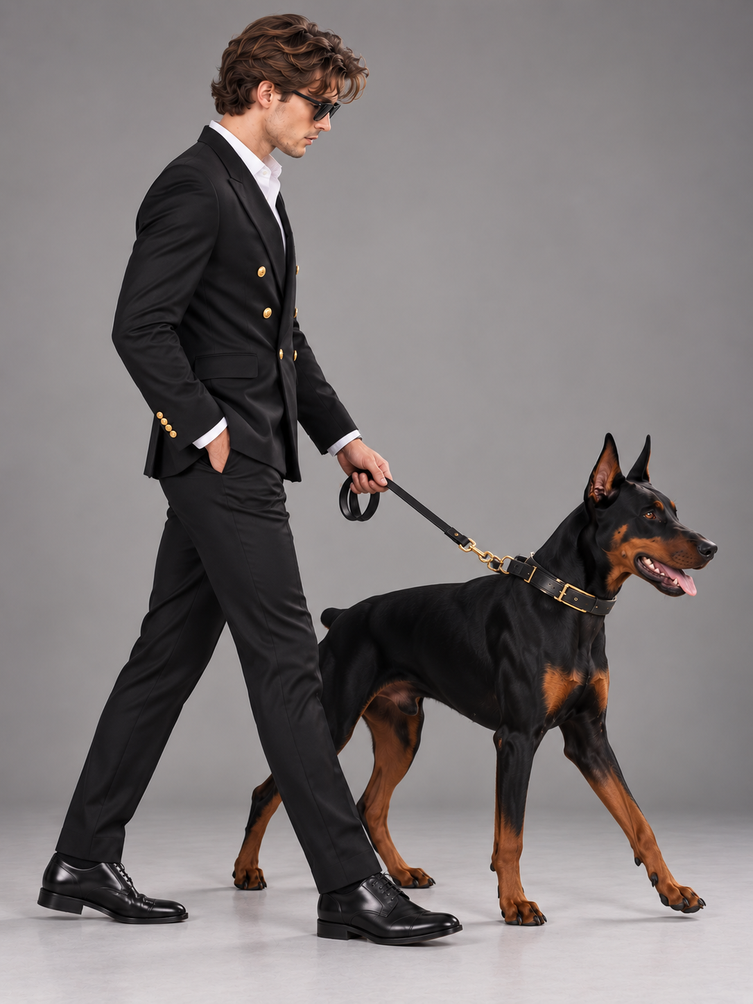 GUALA Men's Classic Black Double-Breasted Men's Suit Set