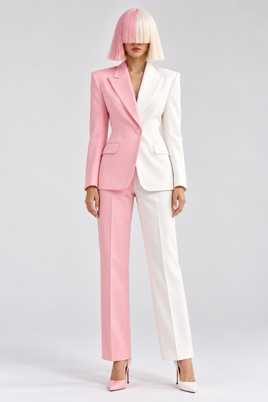 GUALA Women's Dual-Tone Pink & White Tailored Blazer Suit Set
