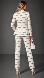 GUALA Ivory Monogram Printed Women's Blazer | Limited Edition