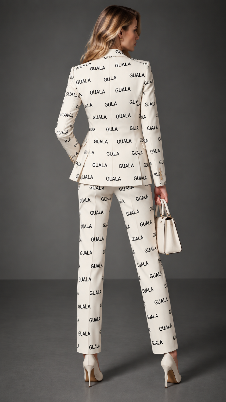 GUALA Ivory Monogram Printed Women's Blazer | Limited Edition