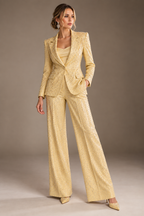GUALA Women's Diamond Embellished Pastel Yellow 3-Piece Suit
