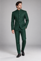 GUALA Emerald Green Tailored Jodhpuri Suit