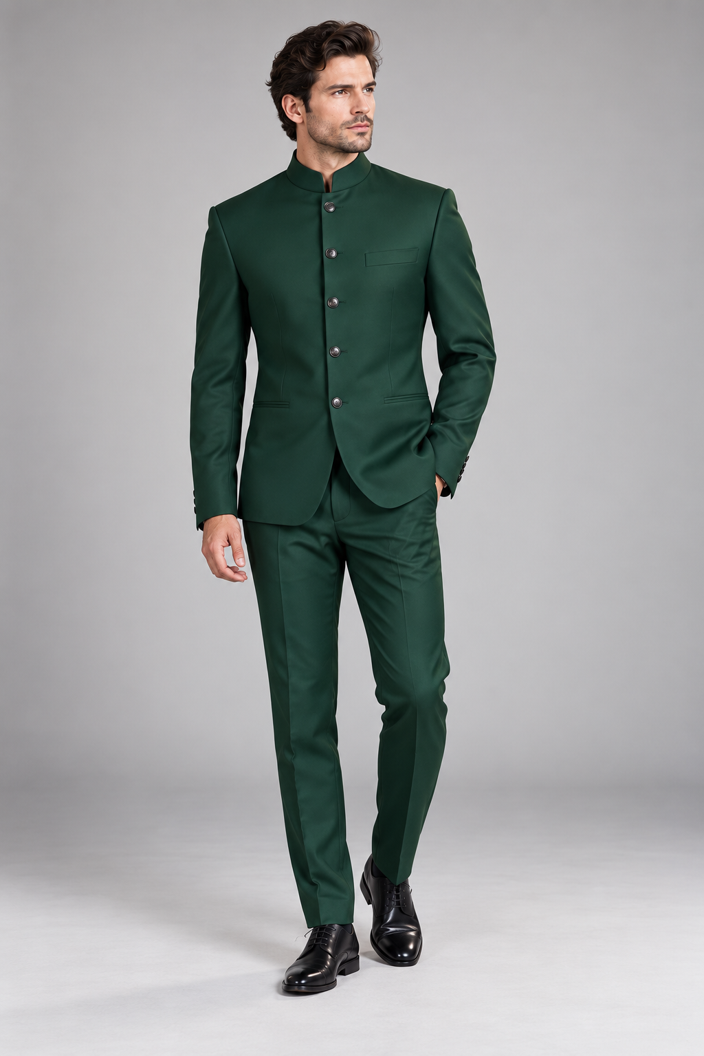 GUALA Emerald Green Tailored Jodhpuri Suit