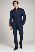 GUALA Midnight Navy Tailored Jodhpuri Suit
