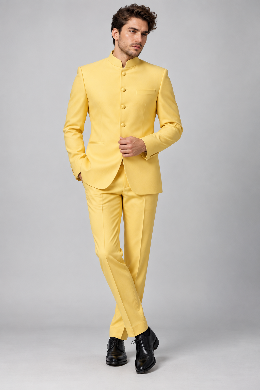 GUALA Golden Yellow Tailored Jodhpuri Suit