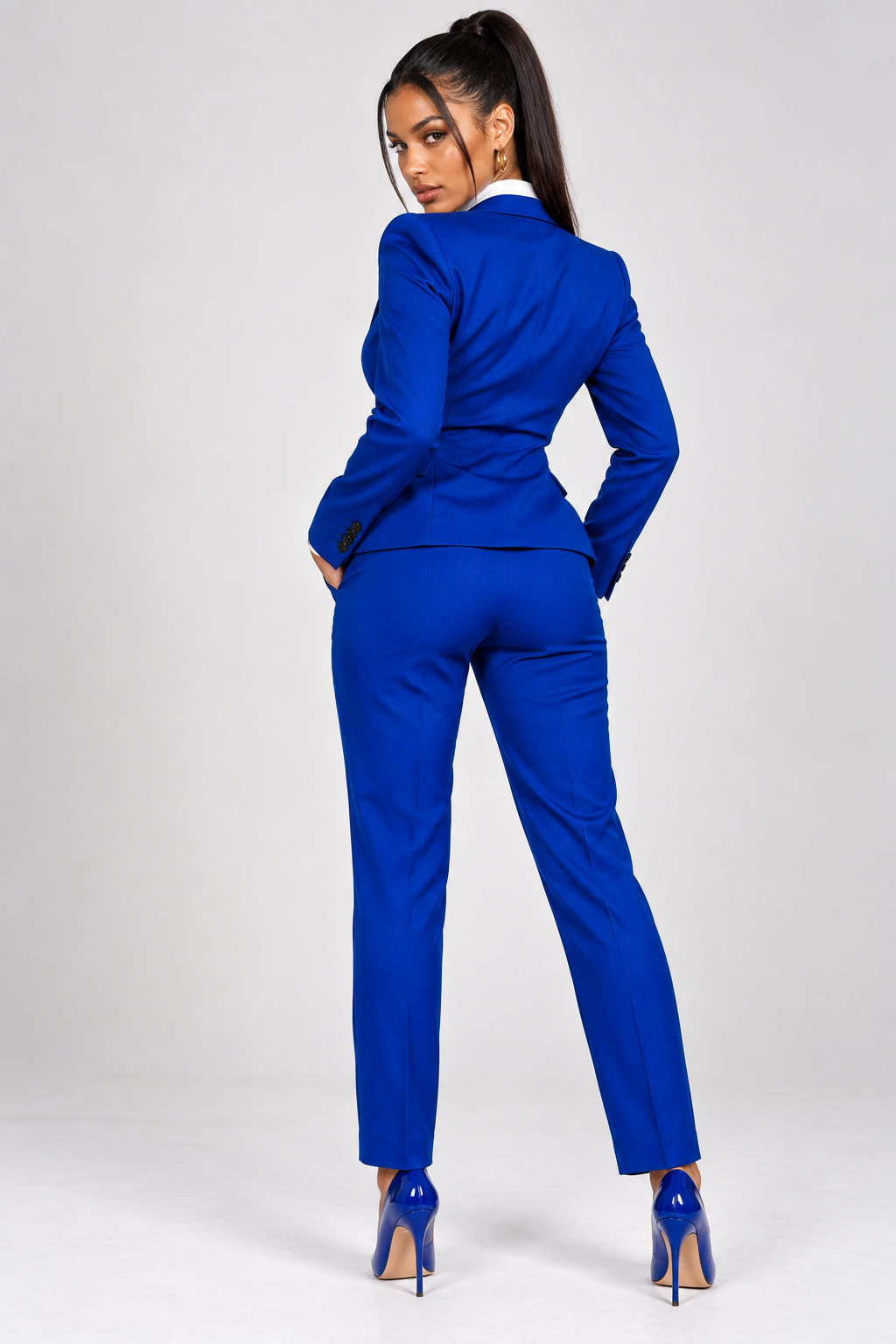 GUALA Women's Royal Blue Tailored Hourglass Single-Breasted Blazer