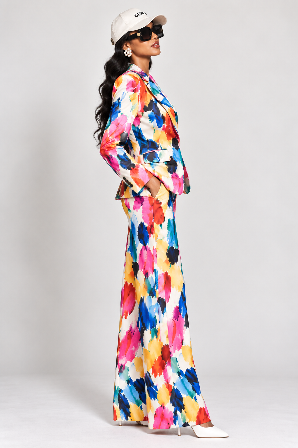 GUALA Women's Vibrant Abstract Painterly Print 2-Piece Blazer Suit