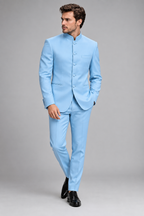 GUALA Sky Blue Tailored Jodhpuri Suit
