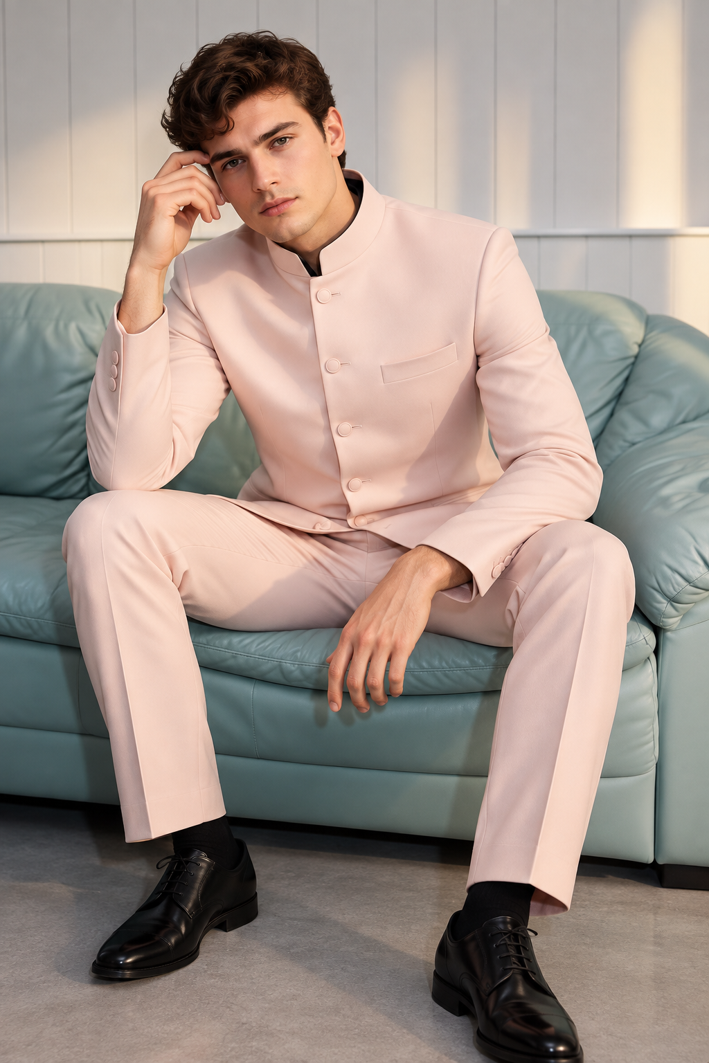GUALA Soft Peach Tailored Jodhpuri Suit