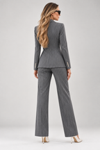 GUALA Women's Royal Light Gray Pinstriped Tailored Trouser Suit