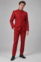GUALA Crimson Red Tailored Jodhpuri Suit