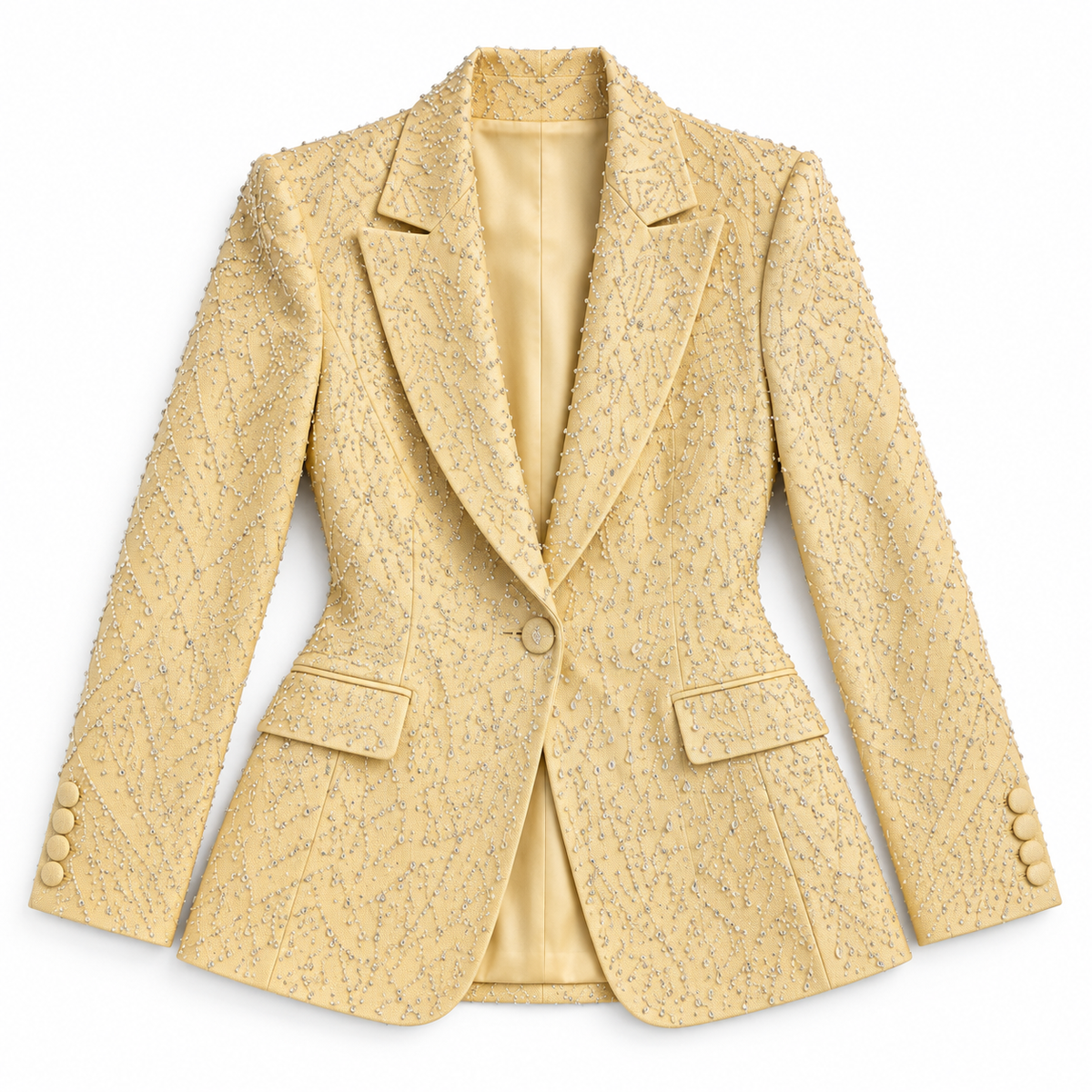 GUALA Women's Diamond Embellished Pastel Yellow 3-Piece Suit