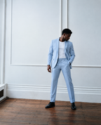 GUALA Men's Royal Ice Blue Modern Slim-Fit Trouser Suit