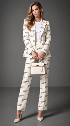 GUALA Ivory Monogram Printed Women's Blazer | Limited Edition