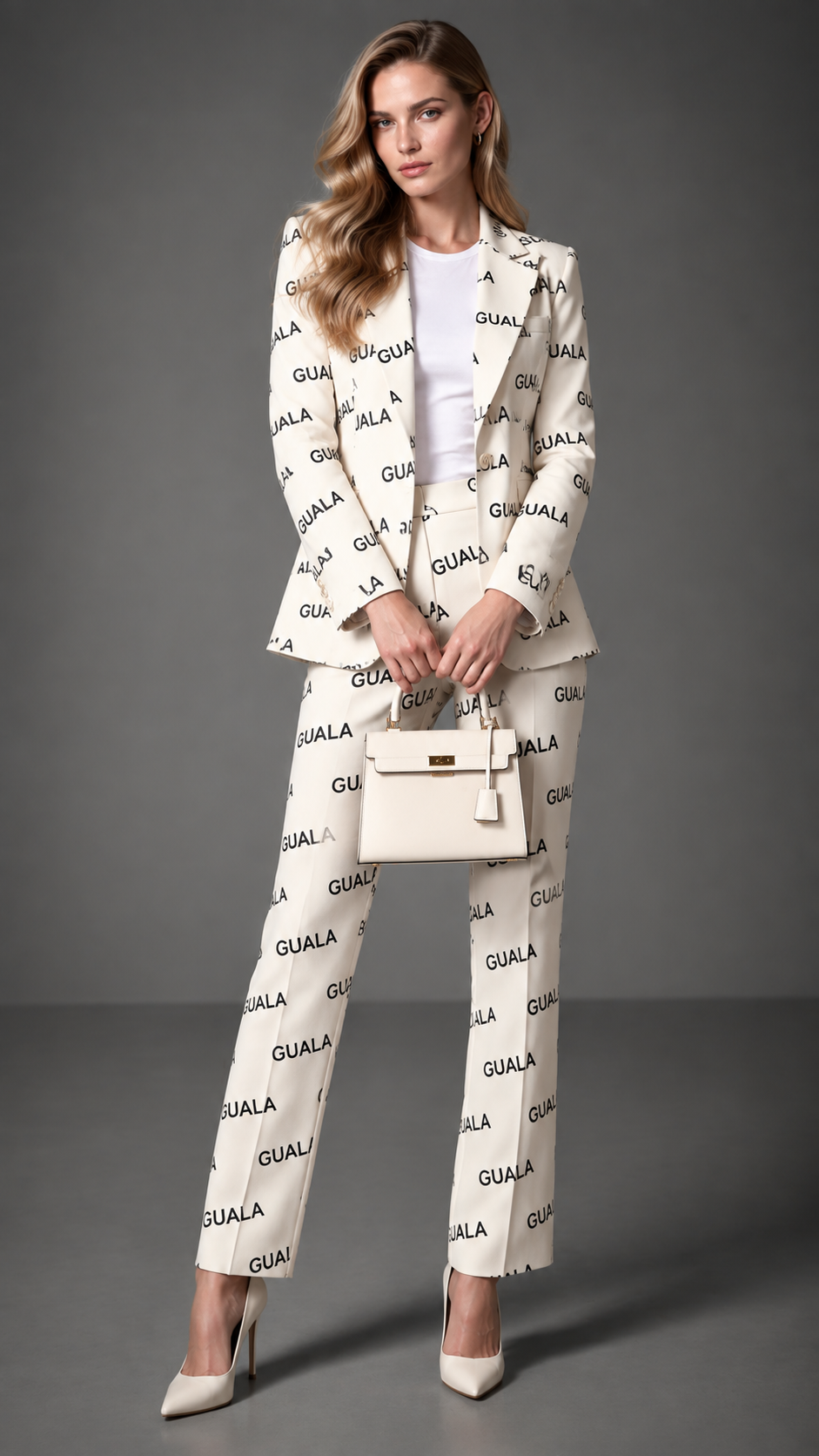GUALA Ivory Monogram Printed Women's Blazer | Limited Edition