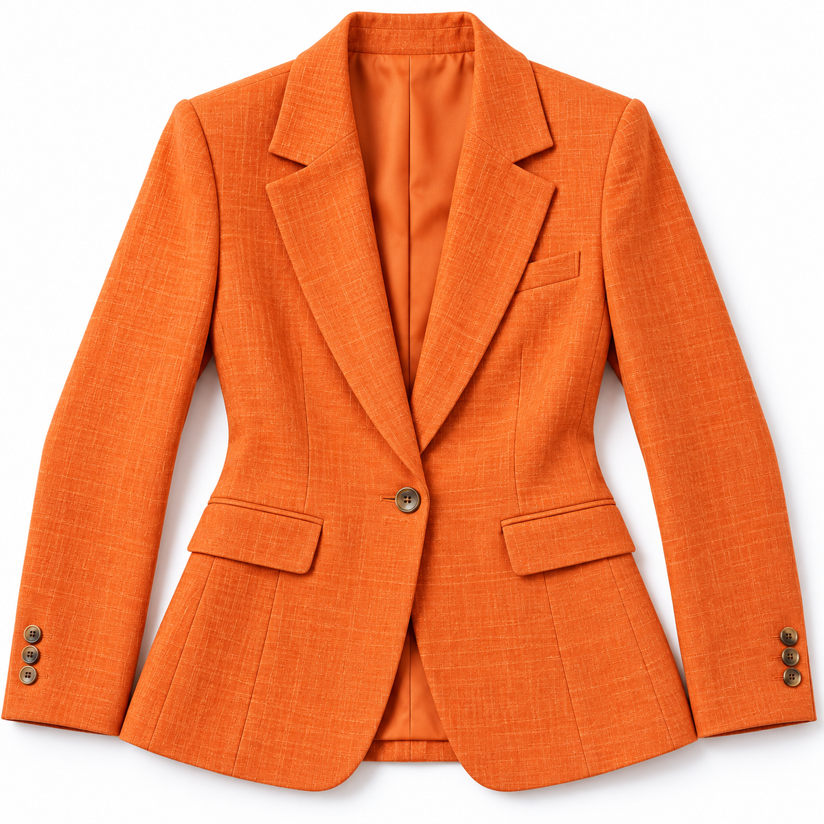 GUALA® Women's Vibrant Orange Pure Linen Hourglass Tailored Blazer
