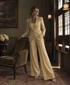 GUALA Women's Diamond Embellished Pastel Yellow 3-Piece Suit