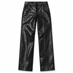 GUALA® Women's Executive Black Tailored Leather 2-Piece Suit Set
