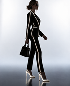 GUAL Women's Royal Black Futuristic Radium Reflective Trouser Suit