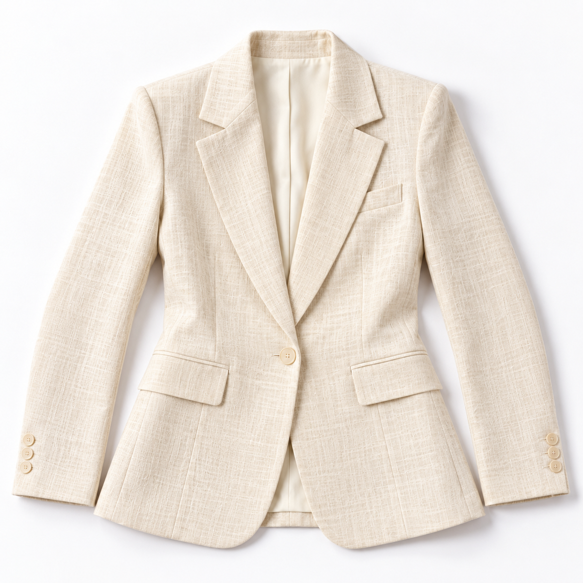 GUALA® Women's Pure Linen Off-White Tailored Single-Breasted Blazer