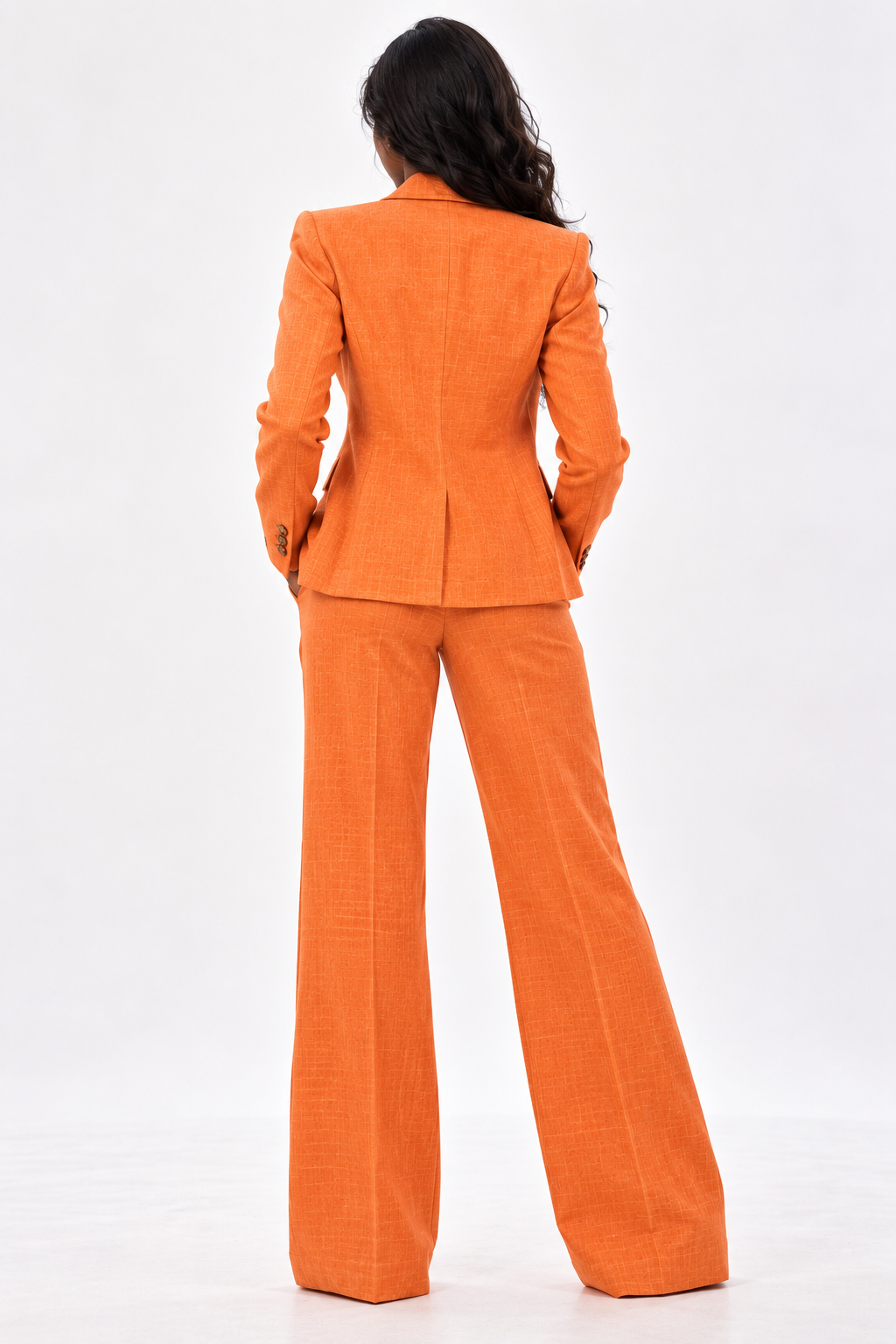GUALA® Women's Vibrant Orange Pure Linen Hourglass Tailored Blazer