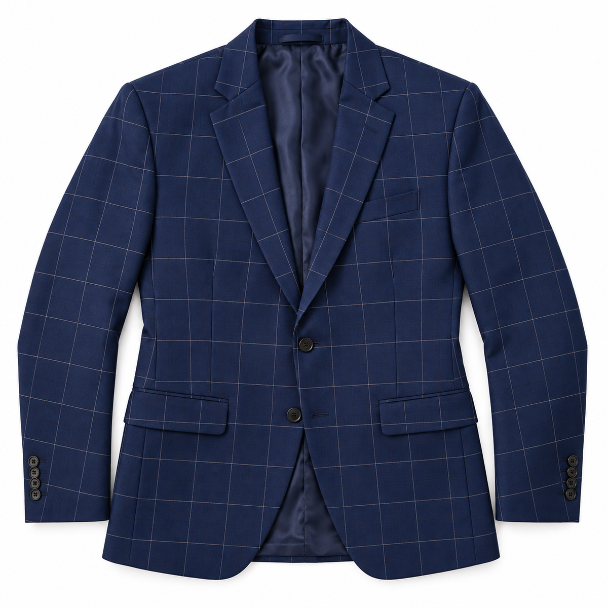 GUALA Men's Navy Blue Windowpane Tailored Blazer
