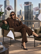 GUALA Women's Chocolate Brown 3-Piece Bespoke Trouser Suit