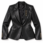 GUALA® Women's Executive Black Tailored Leather 2-Piece Suit Set