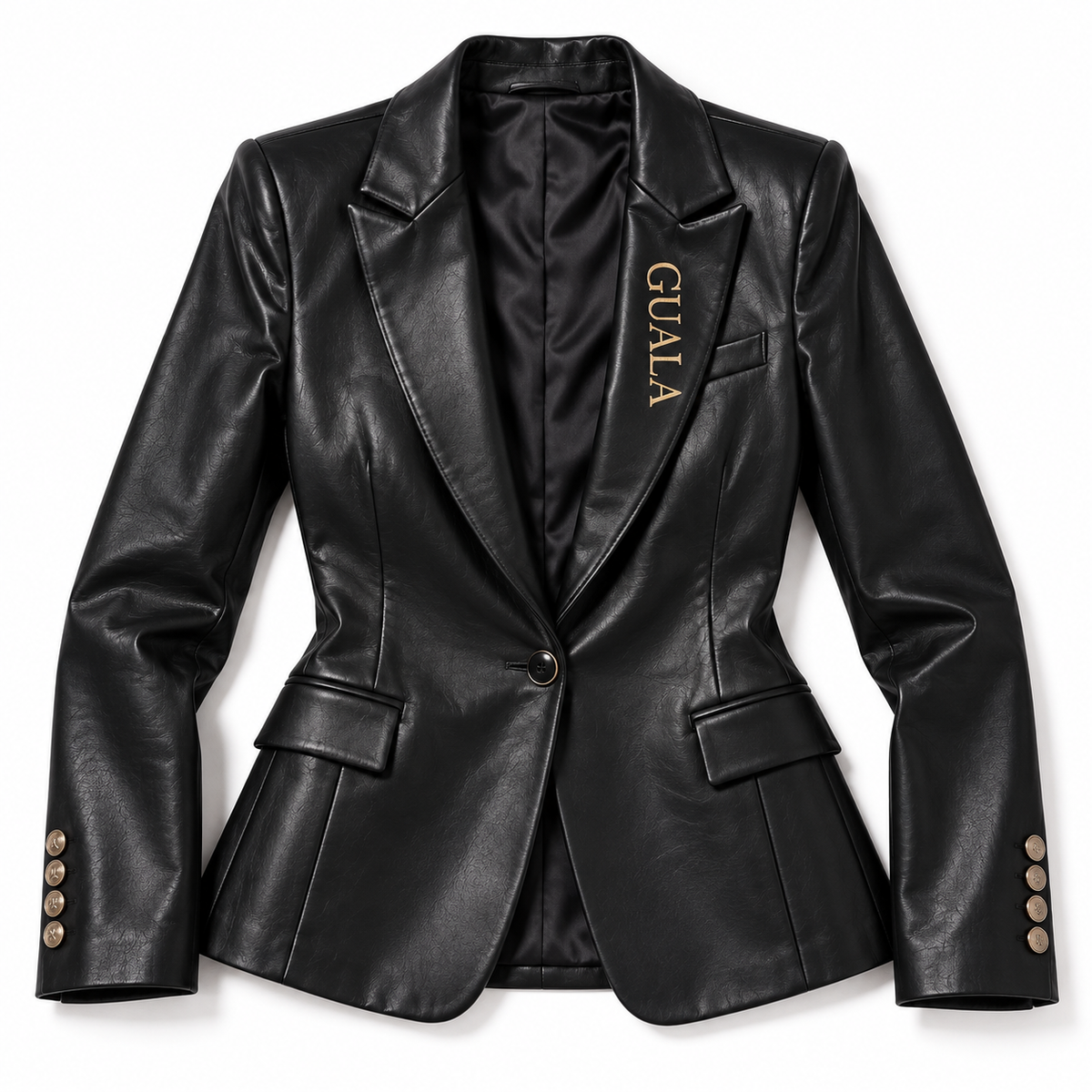 GUALA® Women's Executive Black Tailored Leather 2-Piece Suit Set
