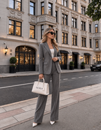GUALA Women's Royal Light Gray Pinstriped Tailored Trouser Suit