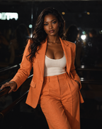 GUALA® Women's Vibrant Orange Pure Linen Hourglass Tailored Blazer