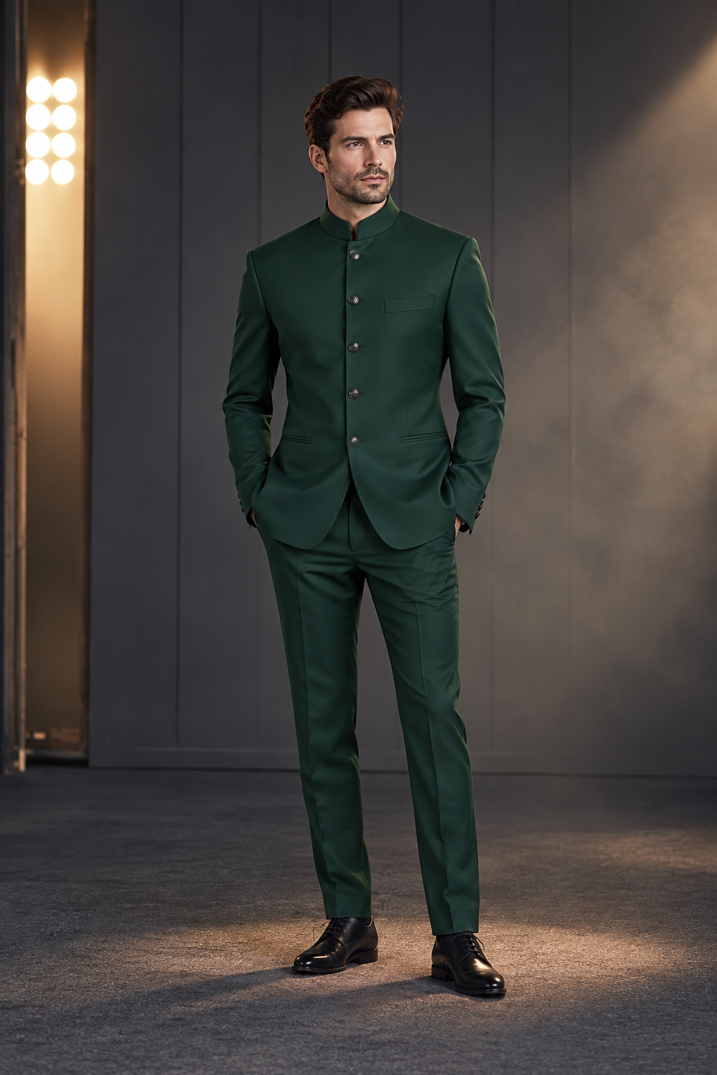 GUALA Emerald Green Tailored Jodhpuri Suit